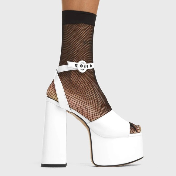 NWT Dolls kill La Moda White Pure Chick Flick platform heels size 9 - Picture 2 of 5